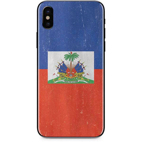 Haiti Flag Distressed iPhone X Skin